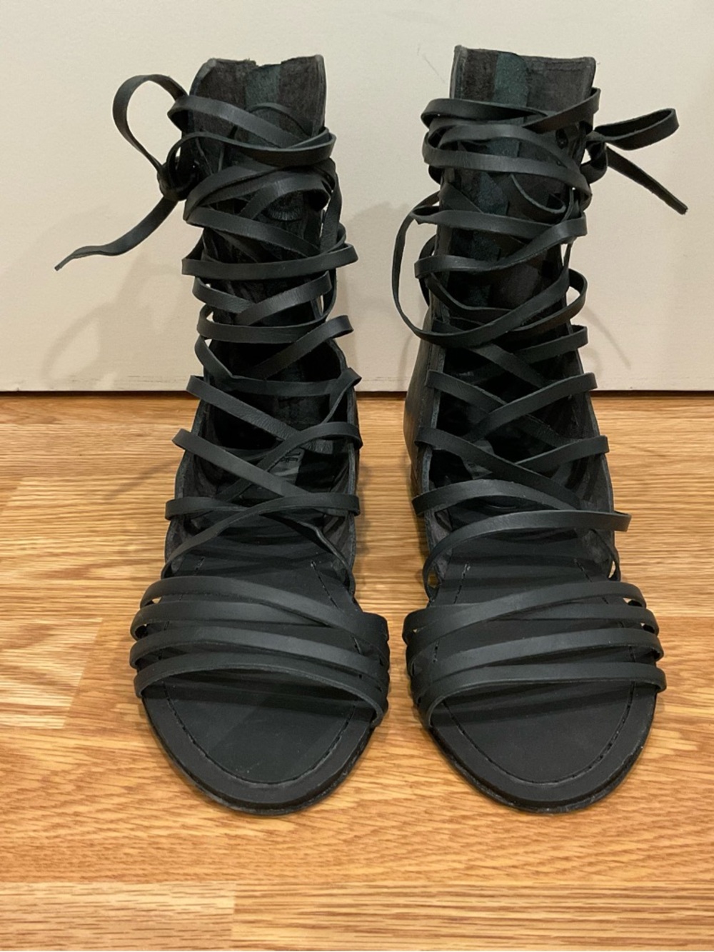 Lace-Up Black Gladiator Sandals for Women